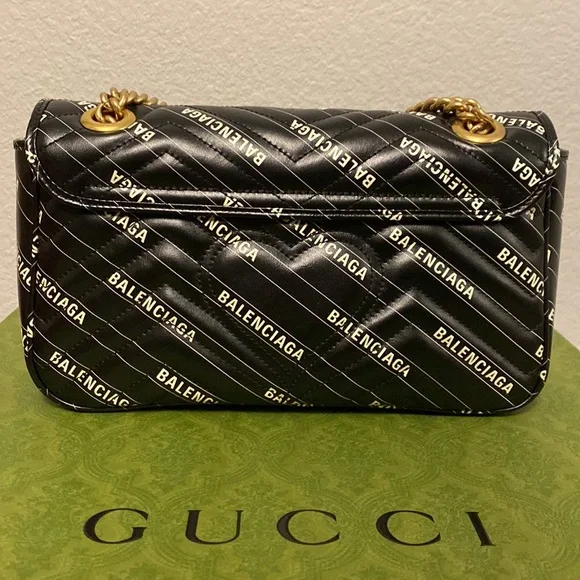 Gucci Hacker Project Limited Edition Balenciaga Print Leather Marmont GG Bag - Picture 4 of 15